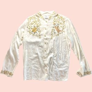 Vintage Angel Cherub Embroidered Blouse